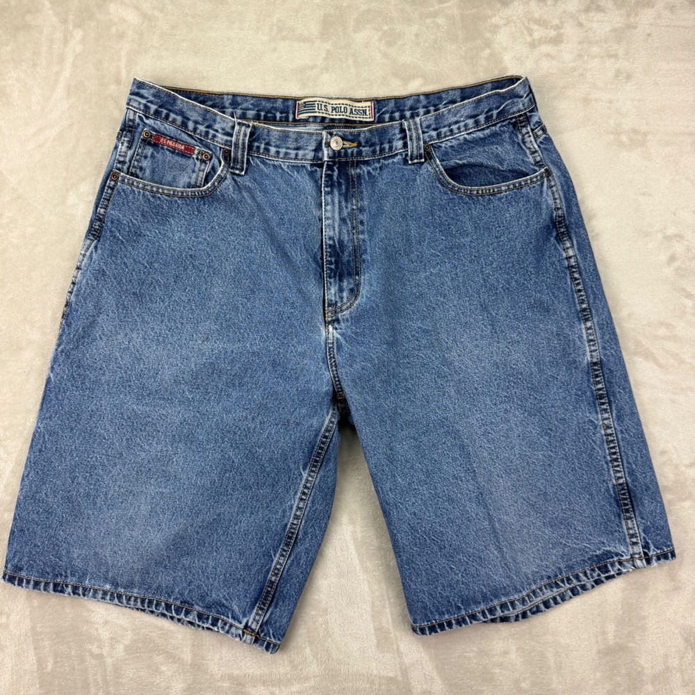 Vintage US Polo Assn Denim Carpenter Shorts Mens 40 Baggy Long Y2k Relaxed